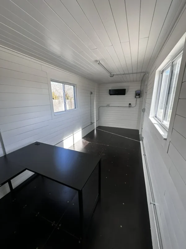 20ft 20’ Slate Gray Shiplap 120V Shipping Container Office Mini Split