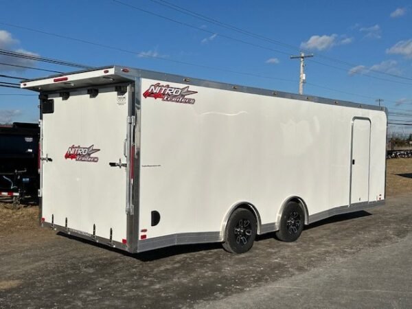2025-NITRO-8.5X24-ENCLOSED-CAR-TRAILER-SPOILER-RAMP-DOOR-4.jpg Nitro 8.5 x 24 Enclosed Aluminum Car Trailer