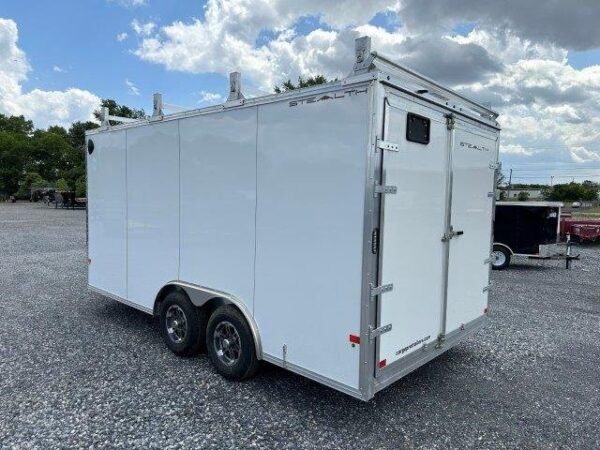 Cargo-Pro-Stealth-8.5x16-Aluminum-Enclosed-Contractor-Trailer-Tosions-Axles-Aluminum-Wheels-1.jpg Cargo Pro 8.5 x 16 Aluminum Enclosed V-Nose Trailer – 10K GVW Upgrade