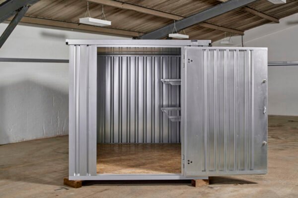 Portable-Space-Day2-2.5.18-3M-Galv_Store-Flat-Shelved-960x640-1-600x400-1.jpg 3M X 2.1M Flat Pack Storage Container – Galvanised